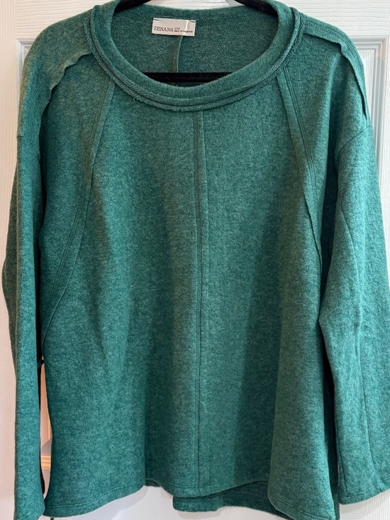 Zenana Outfitters Tops - NIP Zenana Brushed Hacci Pullover Sweatshirt Lightweight Long Sleeve Top S/M